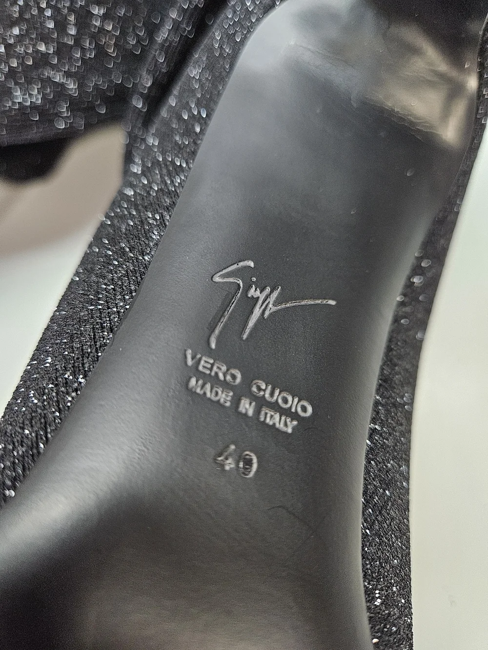 Giuseppe Zanotti Natalie Black Glitter Stretch Over the Knee Sock Boots Size 40